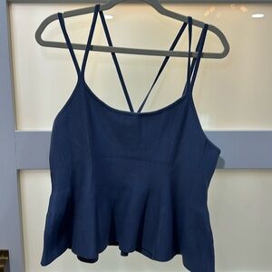 Anthropologie Maeve Slate Blue Cropped Strappy with Peplum. New w tags Size XL